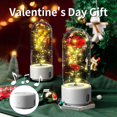 2 In 1 Rose Flowers LED Light And Bluetooth Speaker Gift